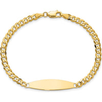 14K Yellow Gold Polished Curb Link Chain ID Bracelet - 8" Length, Flat Plate 29.5x8mm by Oro Pregiato