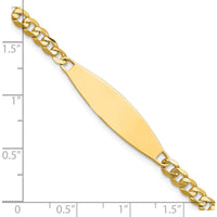 14K Yellow Gold Polished Curb Link Chain ID Bracelet - 8" Length, Flat Plate 29.5x8mm by Oro Pregiato