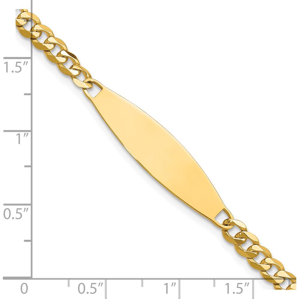 14K Yellow Gold Polished Curb Link Chain ID Bracelet - 8" Length, Flat Plate 29.5x8mm by Oro Pregiato
