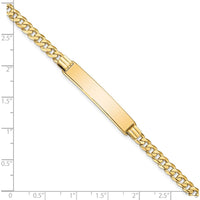 14K Yellow Gold Polished Curb Link ID Bracelet - 33.5mm Solid Plate, 8-Inch Length by Oro Pregiato