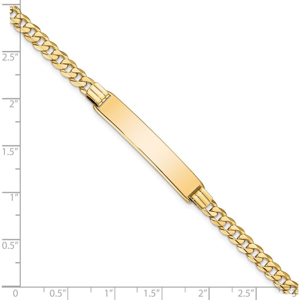 14K Yellow Gold Polished Curb Link ID Bracelet - 33.5mm Solid Plate, 8-Inch Length by Oro Pregiato