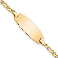 14K Yellow Gold Polished Curb Link ID Bracelet - 5.5" by Oro Pregiato