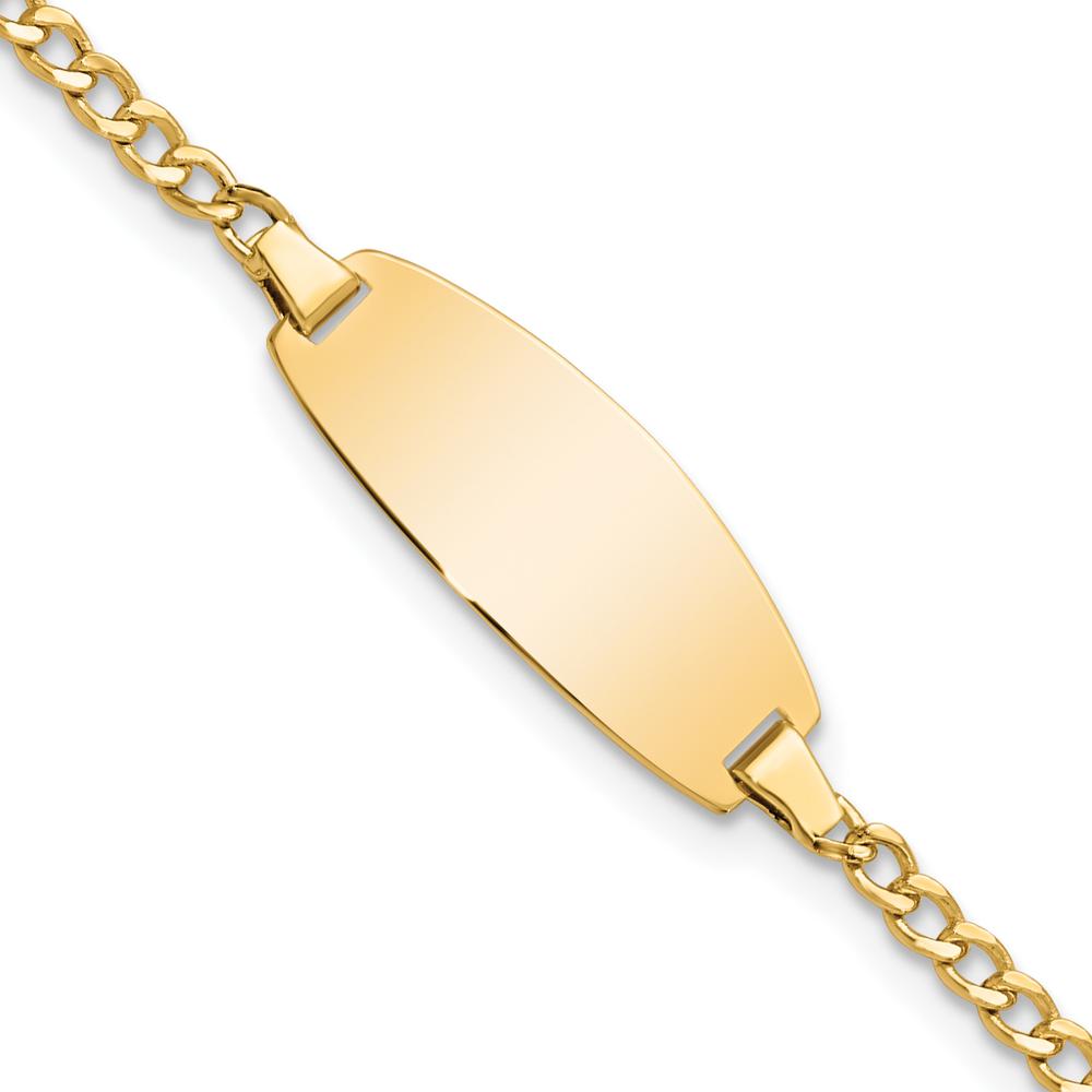 14K Yellow Gold Polished Curb Link ID Bracelet - 5.5" by Oro Pregiato