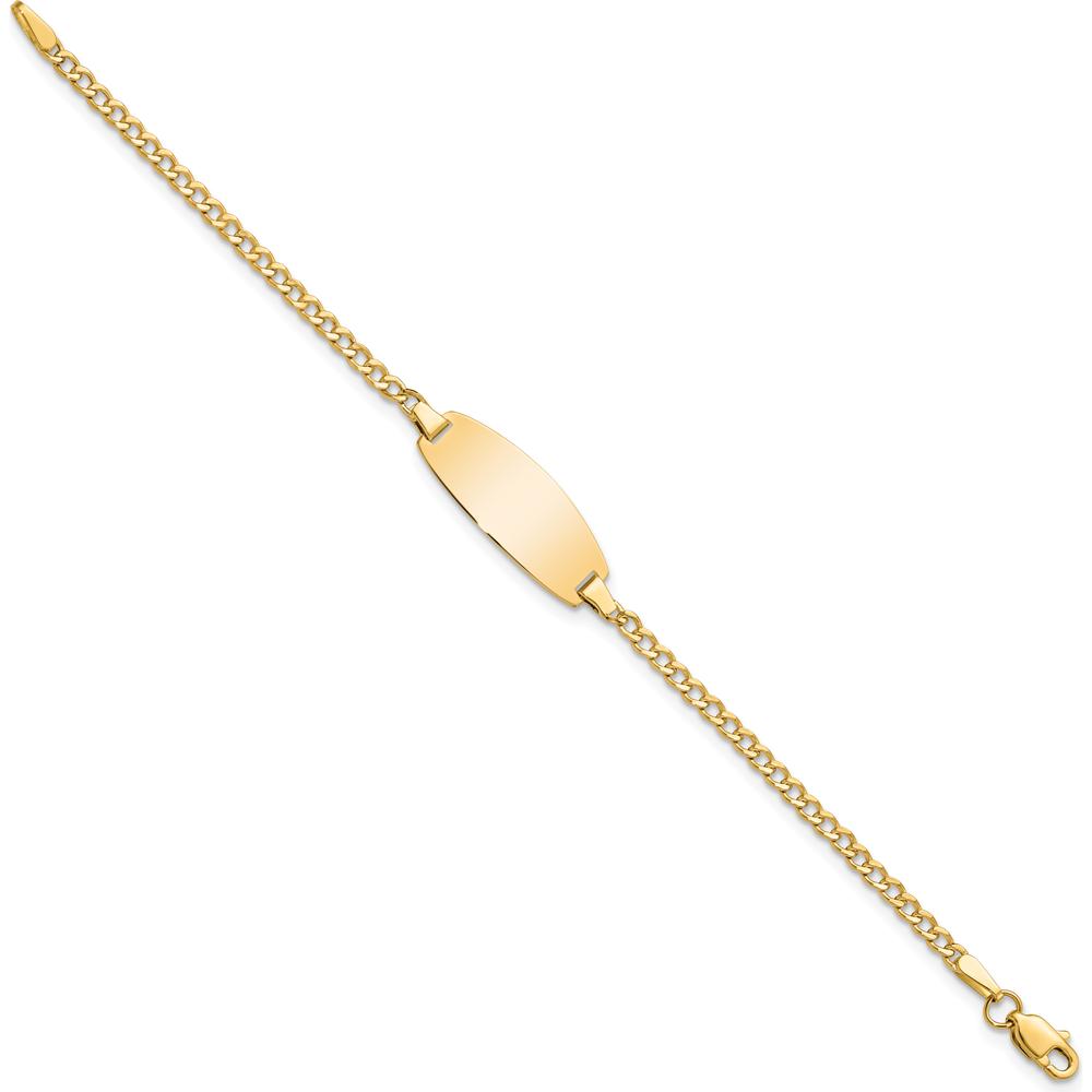 14K Yellow Gold Polished Curb Link ID Bracelet - 5.5" by Oro Pregiato