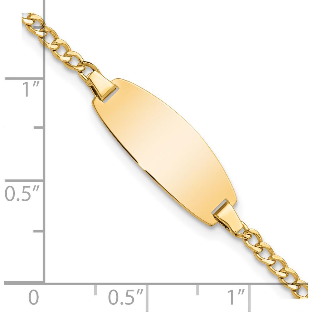 14K Yellow Gold Polished Curb Link ID Bracelet - 5.5" by Oro Pregiato