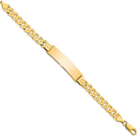 14K Yellow Gold Polished Curb Link ID Bracelet - 7" Length, 37x9mm Plate by Oro Pregiato