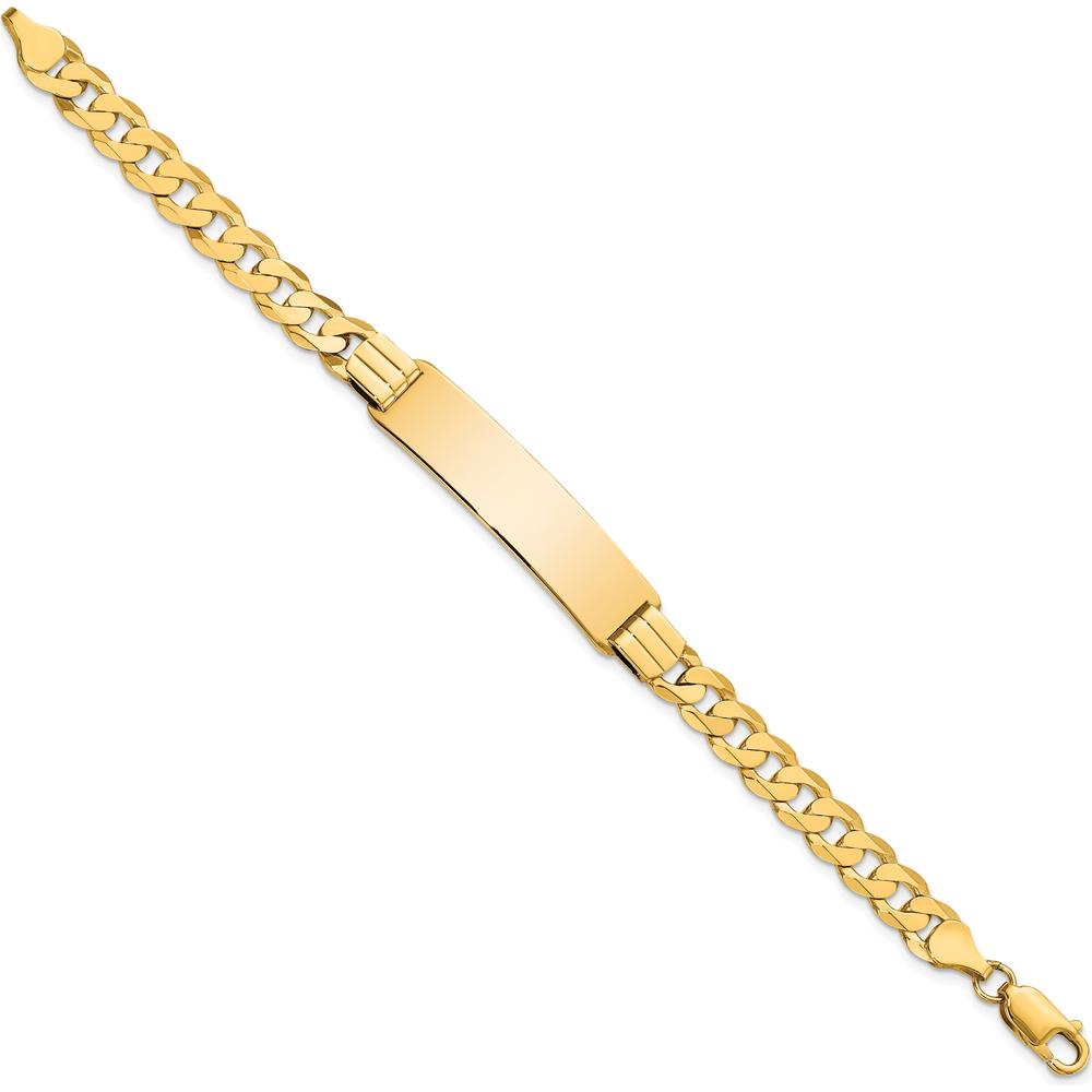 14K Yellow Gold Polished Curb Link ID Bracelet - 7" Length, 37x9mm Plate by Oro Pregiato