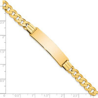 14K Yellow Gold Polished Curb Link ID Bracelet - 7" Length, 37x9mm Plate by Oro Pregiato