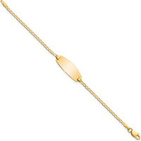 14K Yellow Gold Polished Curb Link ID Bracelet for Baby/Child - 5.5" with Engravable Solid Plate by Oro Pregiato