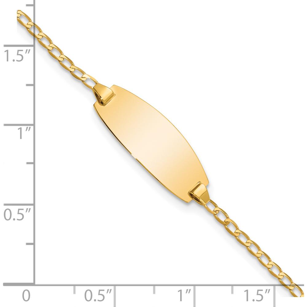 14K Yellow Gold Polished Curb Link ID Bracelet for Baby/Child - 5.5" with Engravable Solid Plate by Oro Pregiato