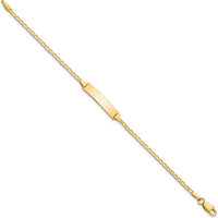 14K Yellow Gold Polished Curb Link ID Bracelet for Children - 6" Length by Oro Pregiato