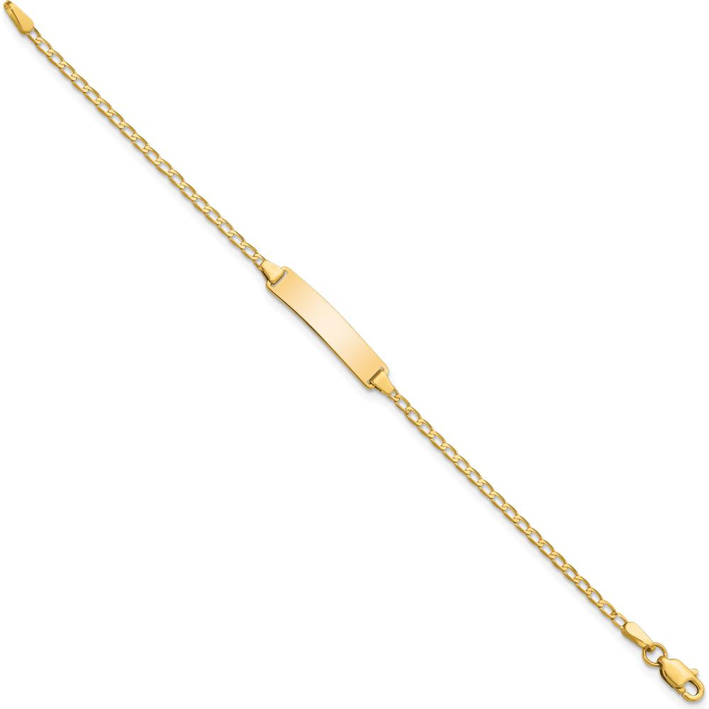 14K Yellow Gold Polished Curb Link ID Bracelet for Children - 6" Length by Oro Pregiato