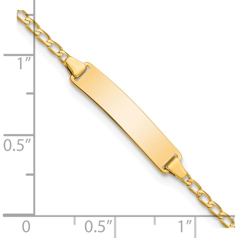 14K Yellow Gold Polished Curb Link ID Bracelet for Children - 6" Length by Oro Pregiato