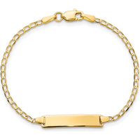 14K Yellow Gold Polished Curb Link ID Bracelet for Children - 6" Length by Oro Pregiato