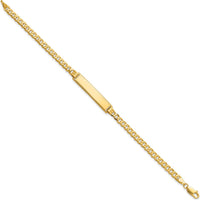 14K Yellow Gold Polished Curb Link ID Bracelet with Diamond-Cut Plate - 7" Length by Oro Pregiato