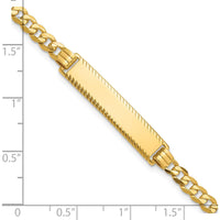 14K Yellow Gold Polished Curb Link ID Bracelet with Diamond-Cut Plate - 7" Length by Oro Pregiato