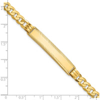 14K Yellow Gold Polished Curb Link ID Bracelet with Diamond-Cut Solid Plate - 8" by Oro Pregiato