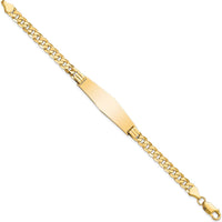14K Yellow Gold Polished Curb Link ID Bracelet with Engravable Diamond Shape Plate - 8" Length by Oro Pregiato