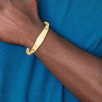14K Yellow Gold Polished Curb Link ID Bracelet with Engravable Diamond Shape Plate - 8" Length by Oro Pregiato
