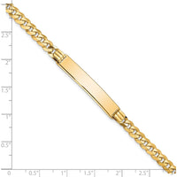 14K Yellow Gold Polished Curb Link ID Bracelet with Engravable Solid Plate - 7" Length by Oro Pregiato