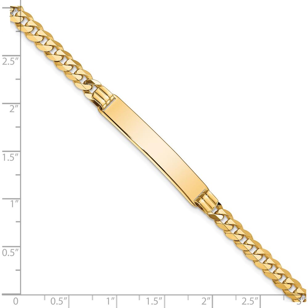 14K Yellow Gold Polished Curb Link ID Bracelet with Engravable Solid Plate - 7" Length by Oro Pregiato