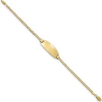 14K Yellow Gold Polished Curb Link ID Bracelet with Engravable Solid Plate - 7" Length by Oro Pregiato
