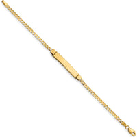 14K Yellow Gold Polished Curb Link ID Bracelet with Engraved Solid Plate - 5.5" Length by Oro Pregiato