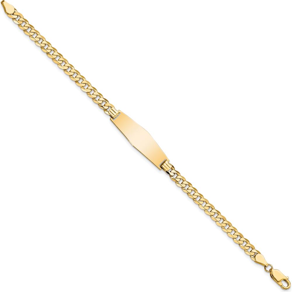 14K Yellow Gold Polished Curb Link ID Bracelet with Engraving Plate - 8 Inch by Oro Pregiato