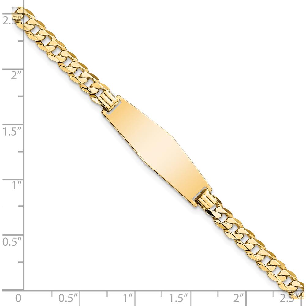 14K Yellow Gold Polished Curb Link ID Bracelet with Engraving Plate - 8 Inch by Oro Pregiato