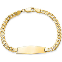 14K Yellow Gold Polished Curb Link ID Bracelet with Engraving Plate - 8 Inch by Oro Pregiato
