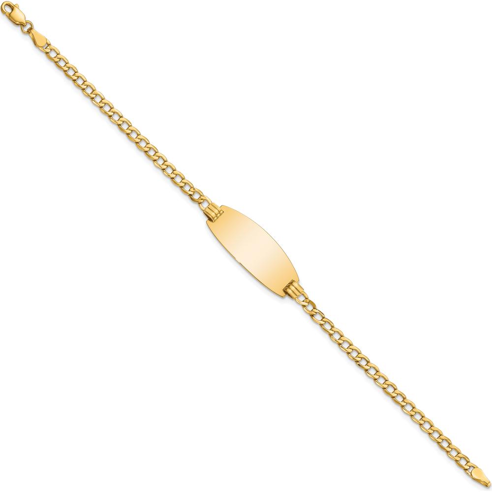 14K Yellow Gold Polished Curb Link ID Bracelet with Oval Plate - 7 Inches by Oro Pregiato