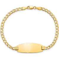 14K Yellow Gold Polished Curb Link ID Bracelet with Oval Plate - 7 Inches by Oro Pregiato