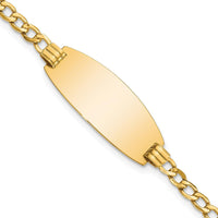 14K Yellow Gold Polished Curb Link ID Bracelet with Oval Plate - 8 Inch Length by Oro Pregiato