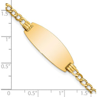 14K Yellow Gold Polished Curb Link ID Bracelet with Oval Plate - 8 Inch Length by Oro Pregiato