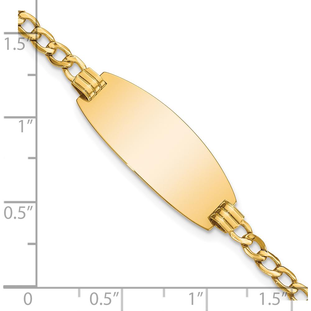 14K Yellow Gold Polished Curb Link ID Bracelet with Oval Plate - 8 Inch Length by Oro Pregiato