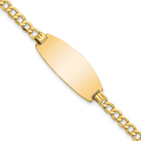 14K Yellow Gold Polished Curb Link ID Bracelet with Semi-Solid Oval Plate - 7" Length by Oro Pregiato