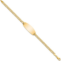 14K Yellow Gold Polished Curb Link ID Bracelet with Semi-Solid Oval Plate - 7" Length by Oro Pregiato