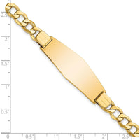 14K Yellow Gold Polished Curb Link ID Bracelet with Semi-Solid Solid Plate - 7" Length by Oro Pregiato