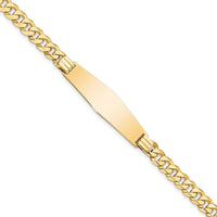 14K Yellow Gold Polished Curb Link ID Bracelet with Soft Diamond-Shaped Plate - 7" Length by Oro Pregiato