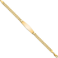 14K Yellow Gold Polished Curb Link ID Bracelet with Soft Diamond-Shaped Plate - 7" Length by Oro Pregiato