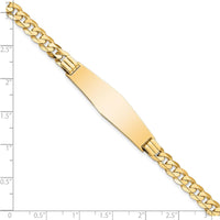 14K Yellow Gold Polished Curb Link ID Bracelet with Soft Diamond Shaped Solid Plate - 7 Inch by Oro Pregiato