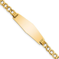 14K Yellow Gold Polished Curb Link ID Bracelet with Solid Plate - 28x9.5mm Charm by Oro Pregiato