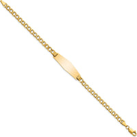 14K Yellow Gold Polished Curb Link ID Bracelet with Solid Plate - 28x9.5mm Charm by Oro Pregiato
