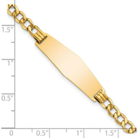 14K Yellow Gold Polished Curb Link ID Bracelet with Solid Plate - 28x9.5mm Charm by Oro Pregiato