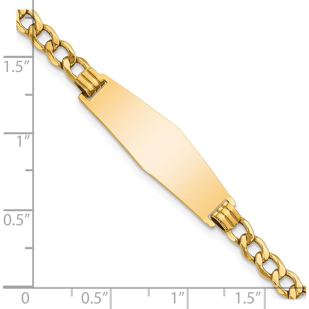 14K Yellow Gold Polished Curb Link ID Bracelet with Solid Plate - 28x9.5mm Charm by Oro Pregiato