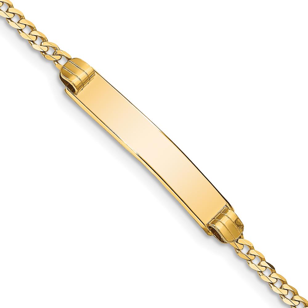 14K Yellow Gold Polished Curb Link ID Bracelet with Solid Plate - 7" by Oro Pregiato