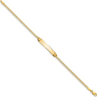 14K Yellow Gold Polished Curb Link ID Bracelet with Solid Plate - 7" by Oro Pregiato