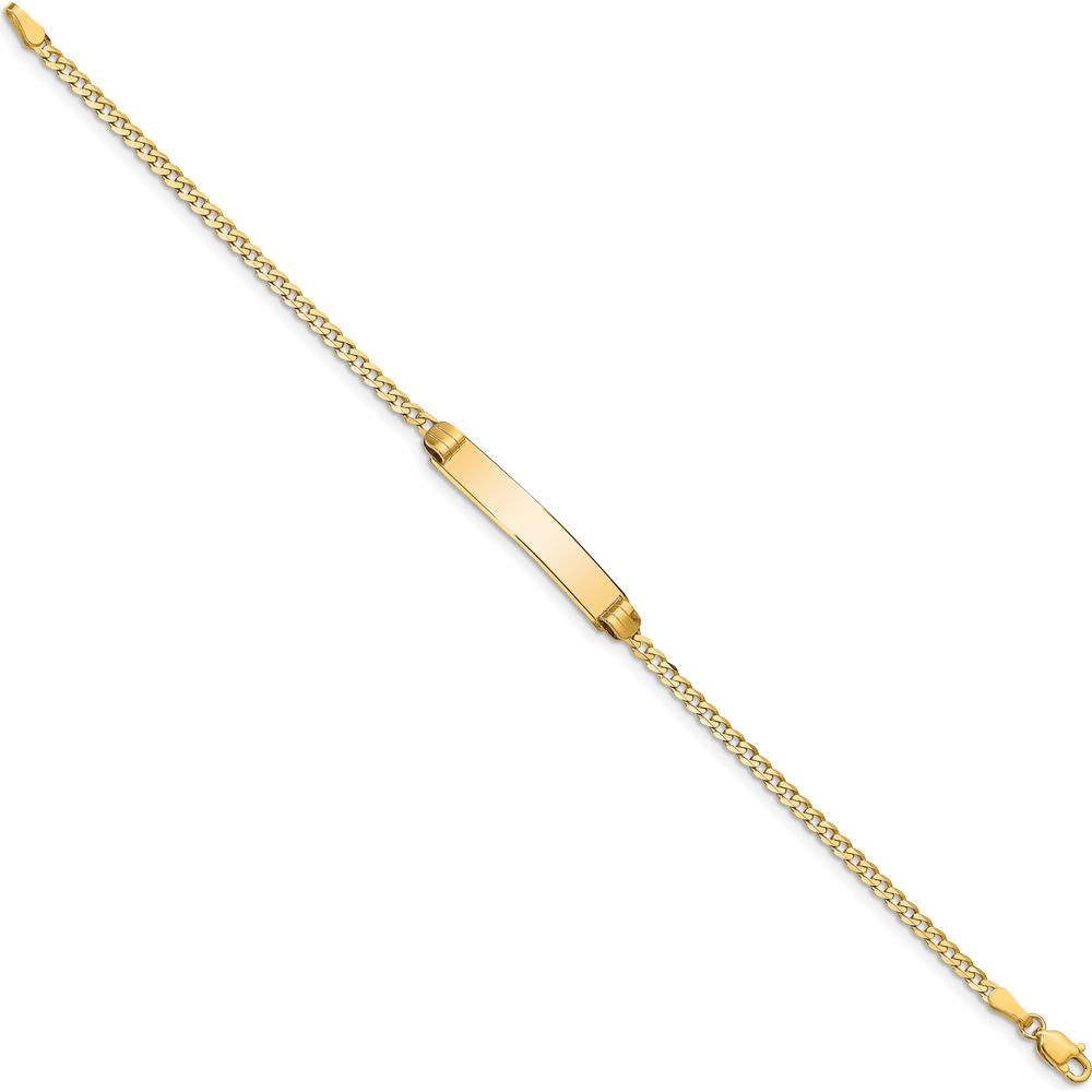14K Yellow Gold Polished Curb Link ID Bracelet with Solid Plate - 7" by Oro Pregiato