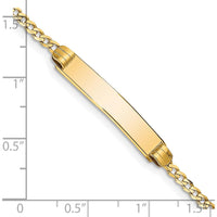 14K Yellow Gold Polished Curb Link ID Bracelet with Solid Plate - 7" by Oro Pregiato