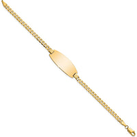 14K Yellow Gold Polished Curb Link ID Bracelet with Solid Plate - 7 Inch Length by Oro Pregiato